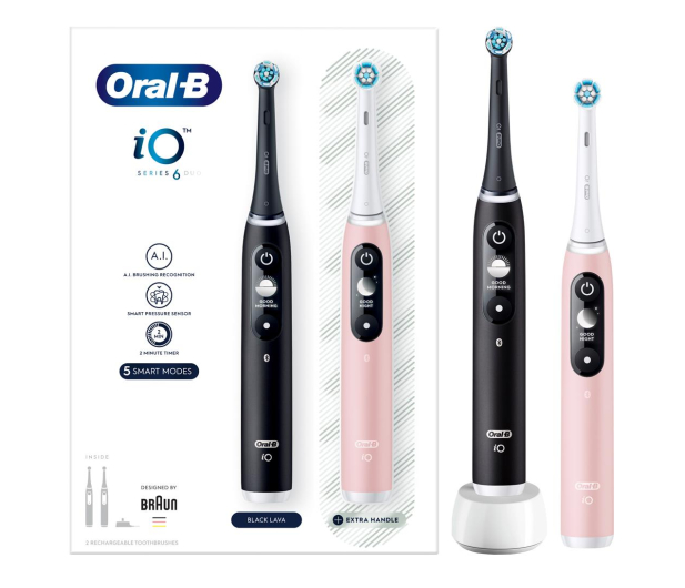 Oral-B Szczoteczeka magnetyczna iO6 Duo (czarna + różowa) - 1131184 - zdjęcie